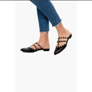 Fresh Soul Black and Tan Studded Mules